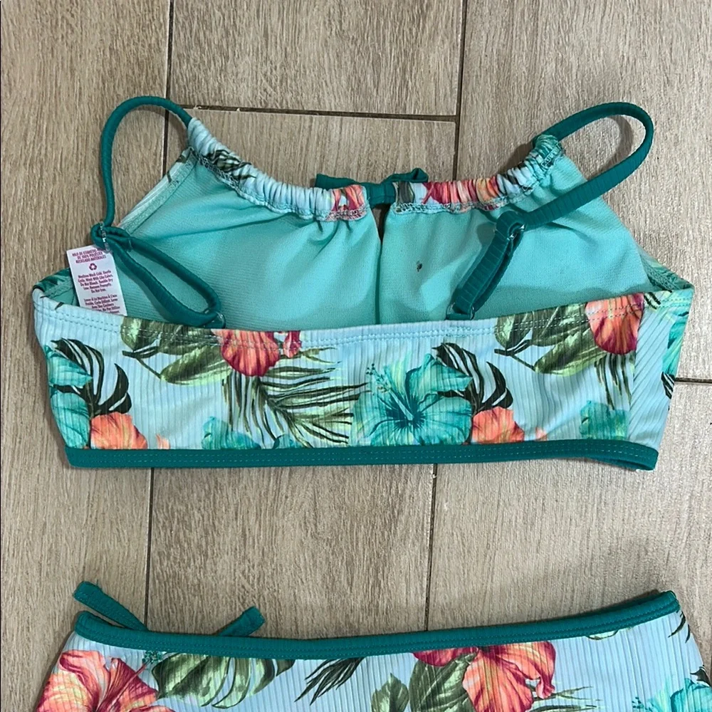 Justice Girl’s Tropical Floral Kids Swim Bikini - Top & Skirt